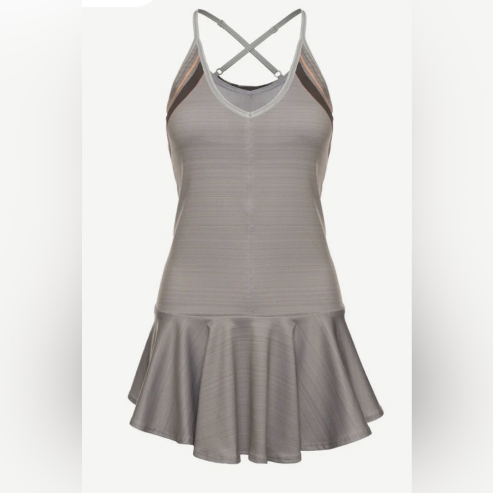 NWT K-Swiss Sculpt Strappy Tennis Dress in asphalt gray with reflective straps S